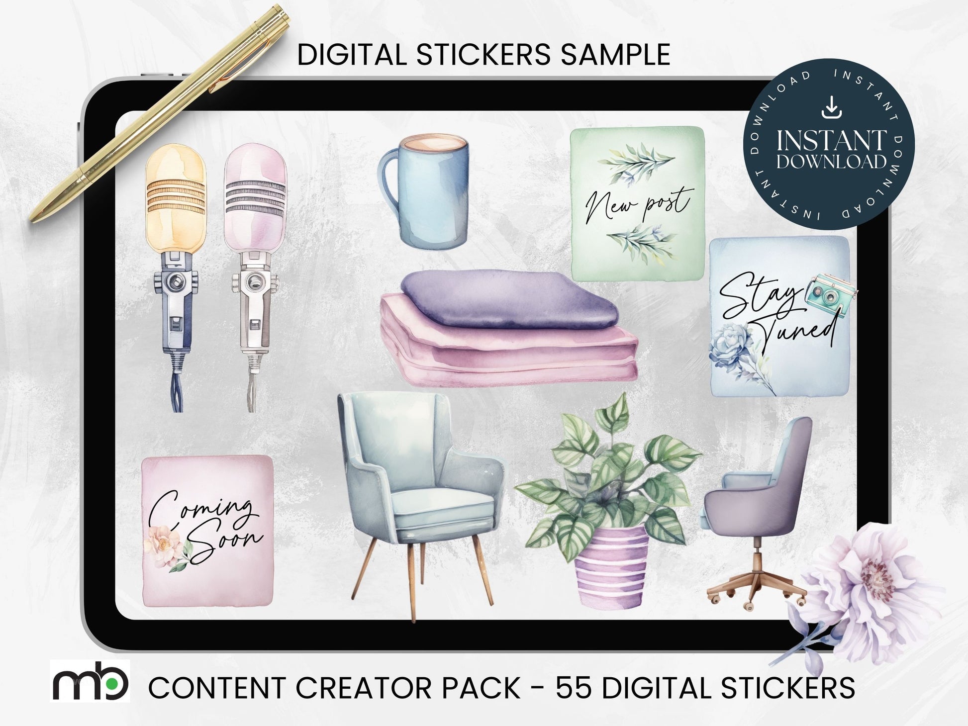 Digital Sticker Bundle, Coffee Stickers. Workout Stickers, Content Creator Stickers, Lifestyle stickers, Goodnotes Stickers, iPad Stickers