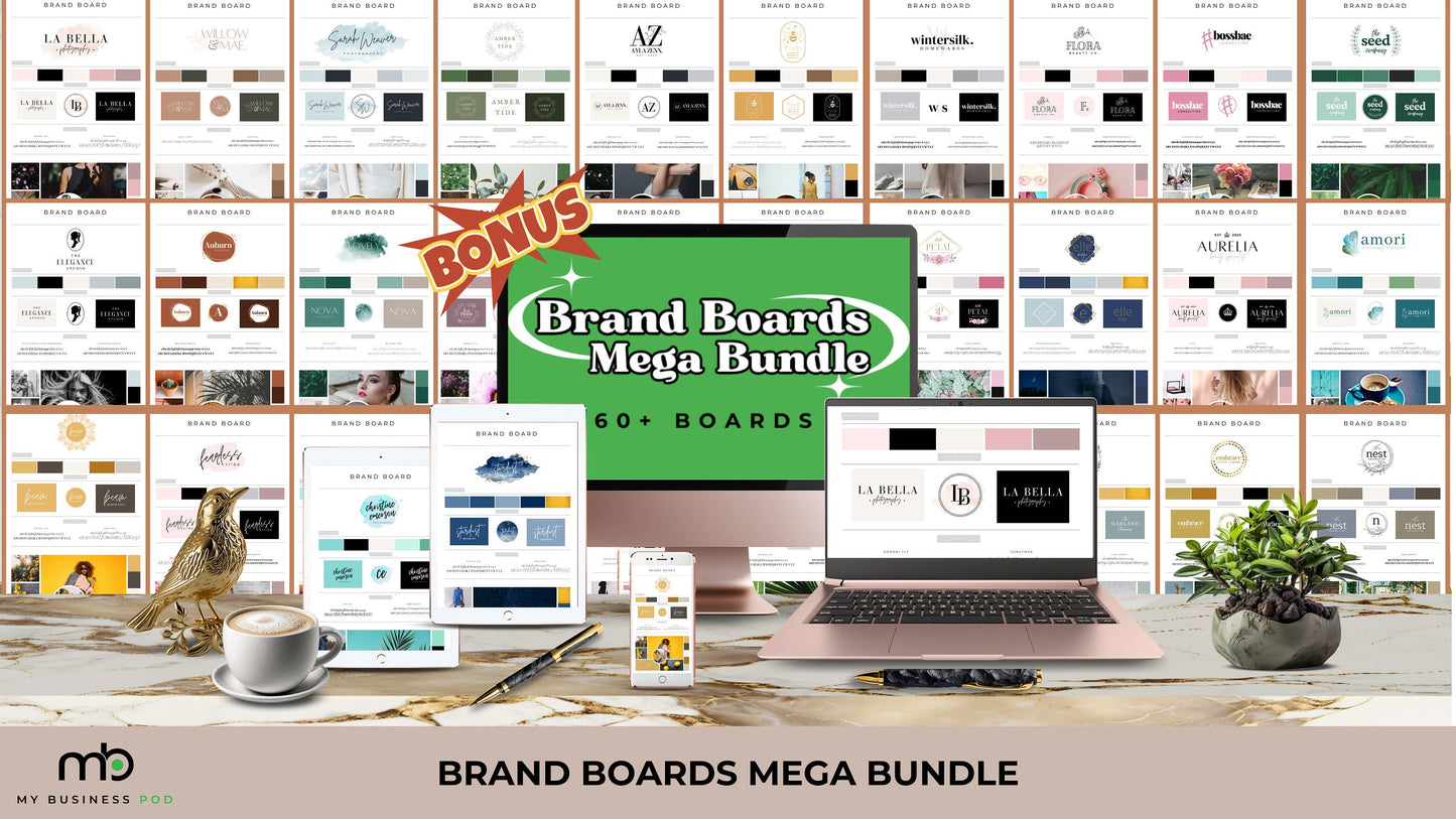 Branding Boards Mega Bundle, Logo Design, Brand Identity, Style, Graphic, Professional, Color palette, Mood Boards, Elements, Visual, Guide