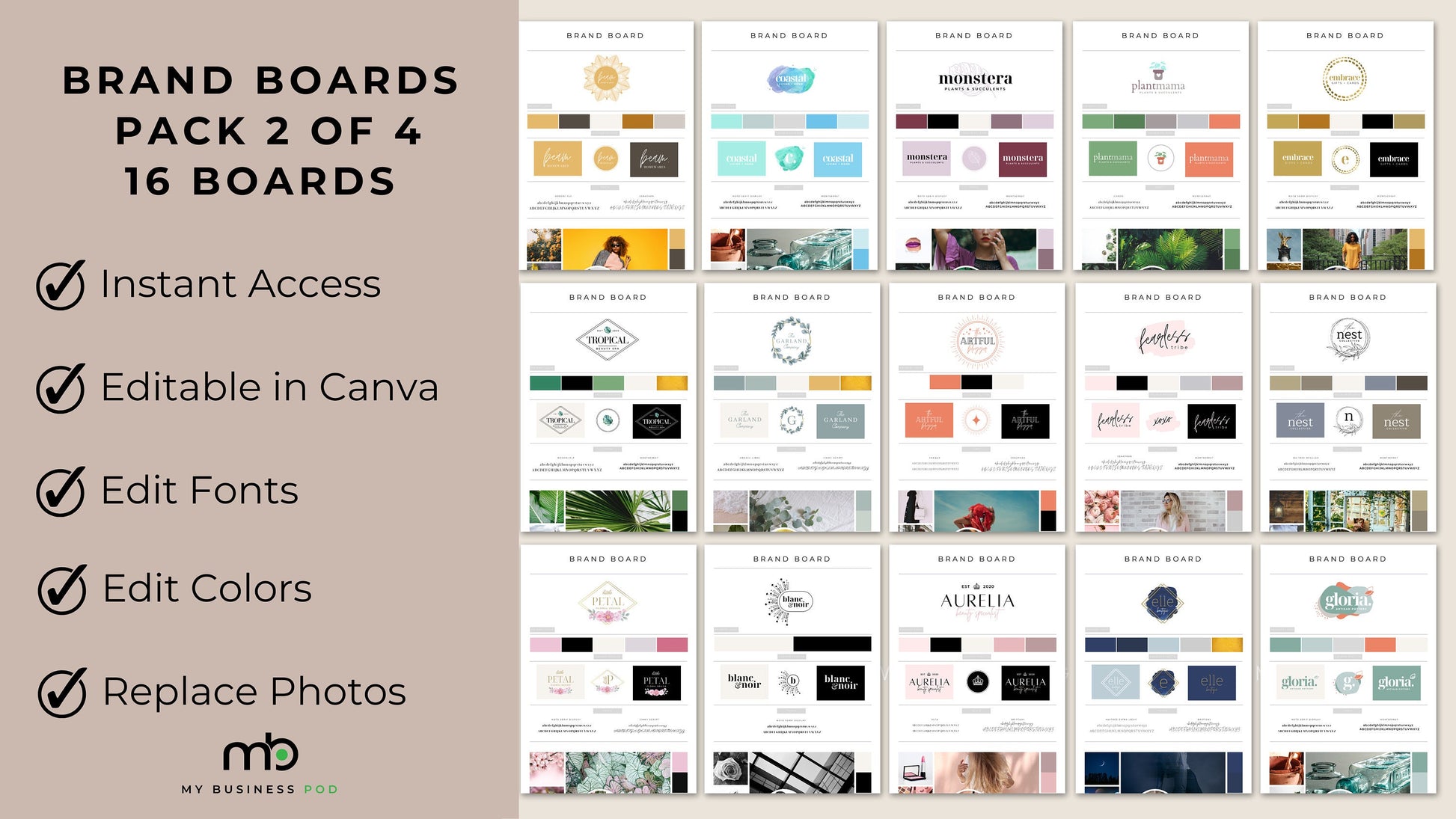 Branding Boards Mega Bundle, Logo Design, Brand Identity, Style, Graphic, Professional, Color palette, Mood Boards, Elements, Visual, Guide