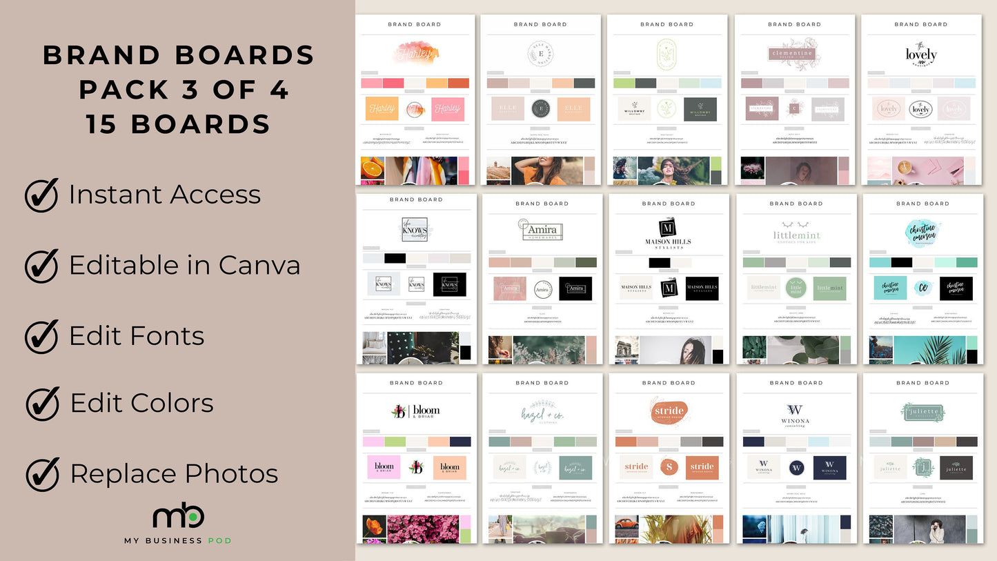 Branding Boards Mega Bundle, Logo Design, Brand Identity, Style, Graphic, Professional, Color palette, Mood Boards, Elements, Visual, Guide