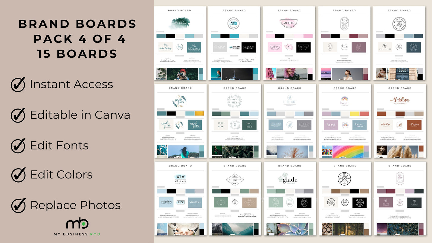 Branding Boards Mega Bundle, Logo Design, Brand Identity, Style, Graphic, Professional, Color palette, Mood Boards, Elements, Visual, Guide