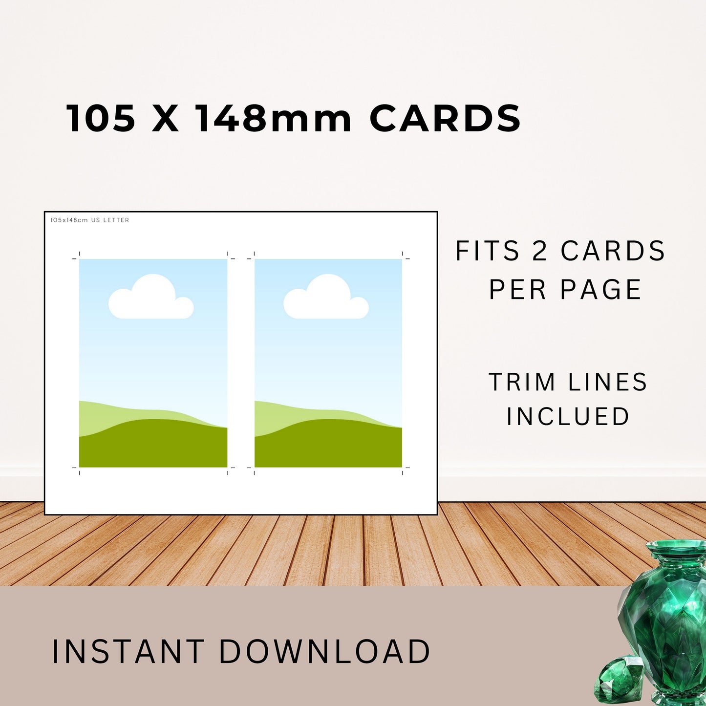 Printing Template 105 x 148mm Print and Cut Canva Multi Page Template 105x148mm Blank Card Layout Frame Affirmation Milestone US Letter A4