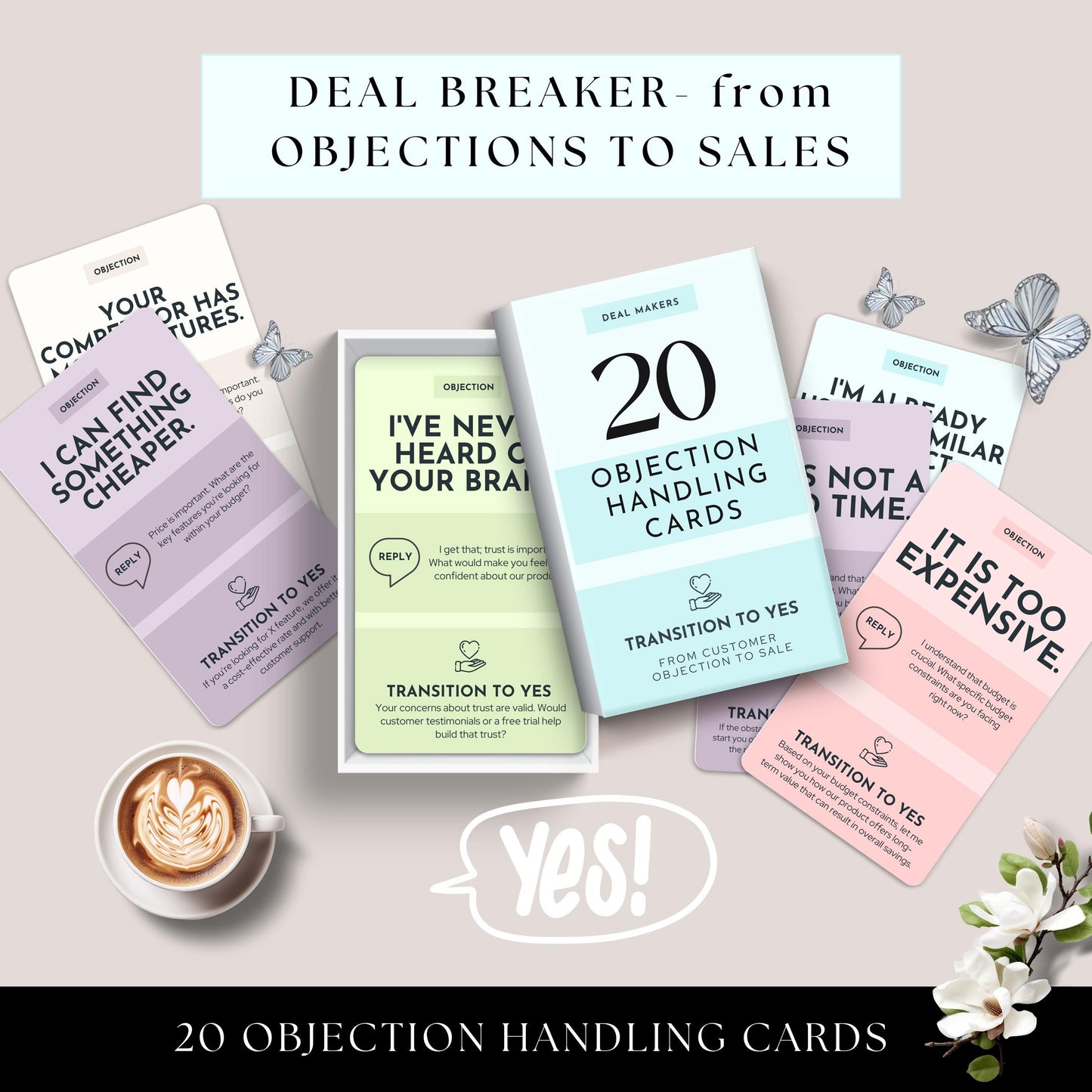 Objection Handling Cards, Sales Tools, Deal Breaker, Customer Service Aid, Techniques, Business, Sales Training, Communication, Closing Tips