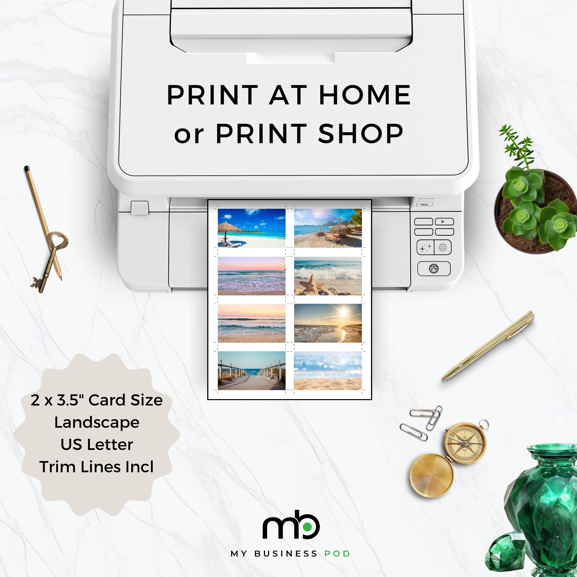 Printing Template 2 x 3.5 inch Landscape Print and Cut Canva Multi Page Template 2x3.5" Blank Card Layout Business Card Frame Manifestation