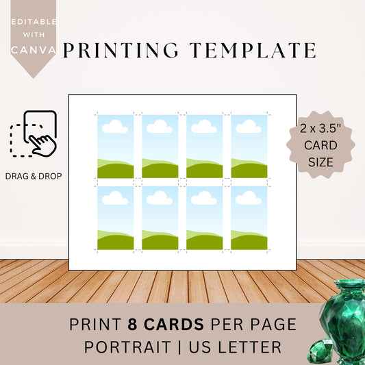 Printing Template 2 x 3.5 inch Portrait Print and Cut Canva Multi Page Template 2x3.5" Blank Card Layout Business Card Frame Affirmations