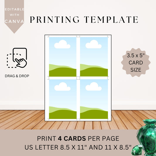 Printing Template 3.5 x 5inch Portrait Print and Cut Canva Multi Page Template 3.5x5" Blank Card Layout Frame Affirmation Milestone Letter