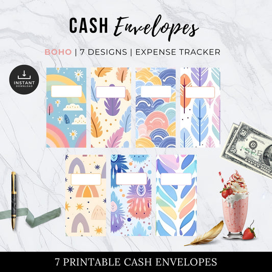 Cash Envelopes Boho theme, Budgeting, Money, Saving, Printable PDF, Tracker, Tracking, Expense, Organizer, Finance, tools, management, DIY