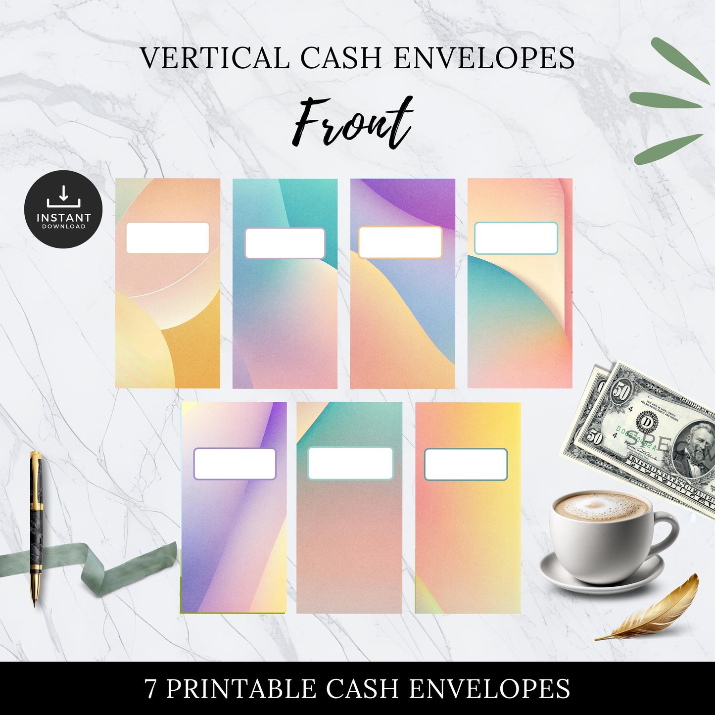 Cash Envelopes Rainbow, Budgeting, Money, Saving, Printable PDF, Tracker, Tracking, Expense, Organizer, Finance, tools, management, Multi