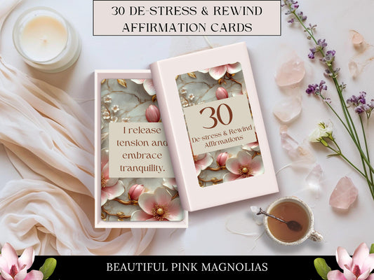 De-stress and Rewind Affirmations Stress Relief Cards Destress Positive mindset Self care Mindfulness tools Positivity Affirmation deck DIY