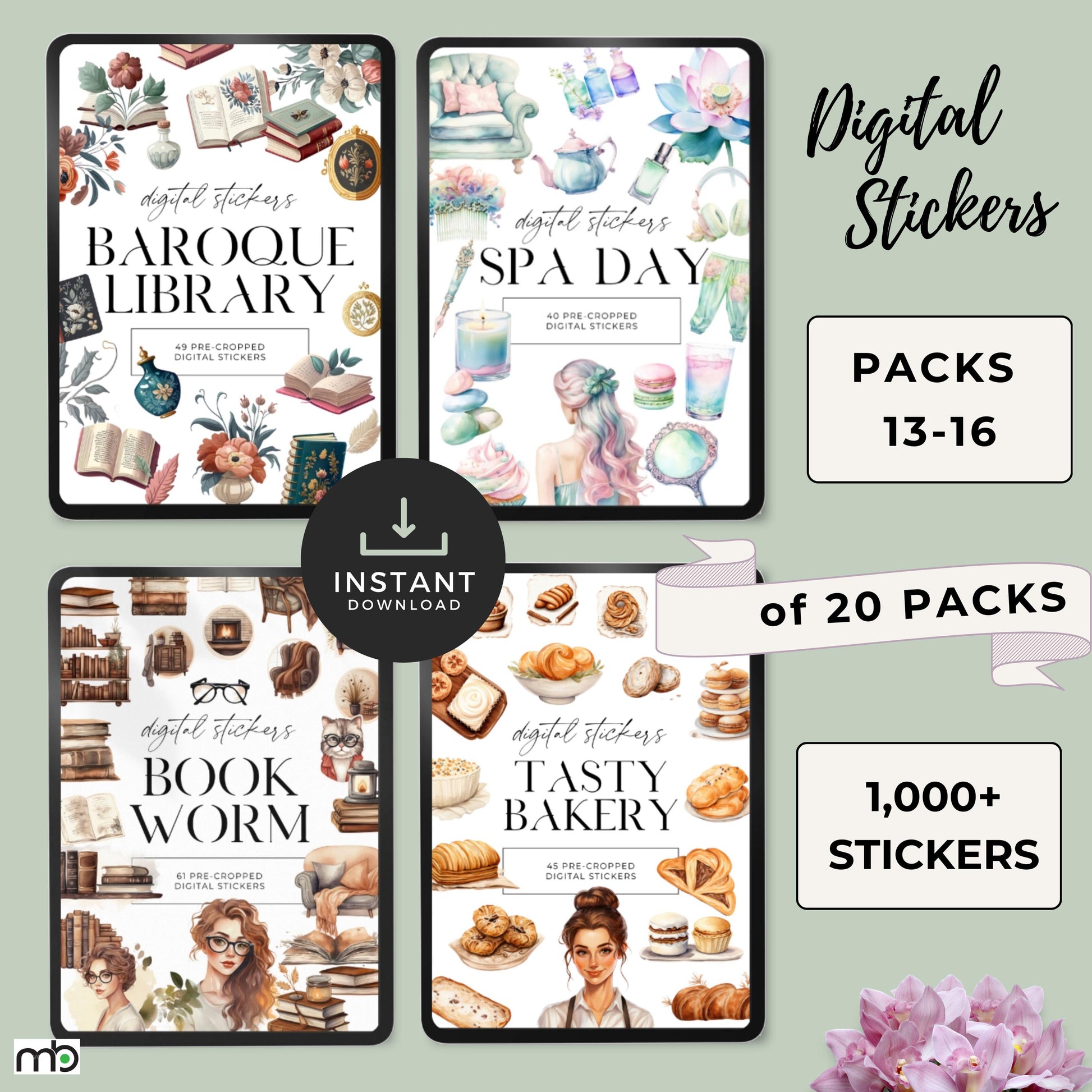 Digital Sticker Bundle, iPad tablet Stickers, Lifestyle, Project, Journal, Planner,Health, Beach, Spiritual, home decor, office, food, png