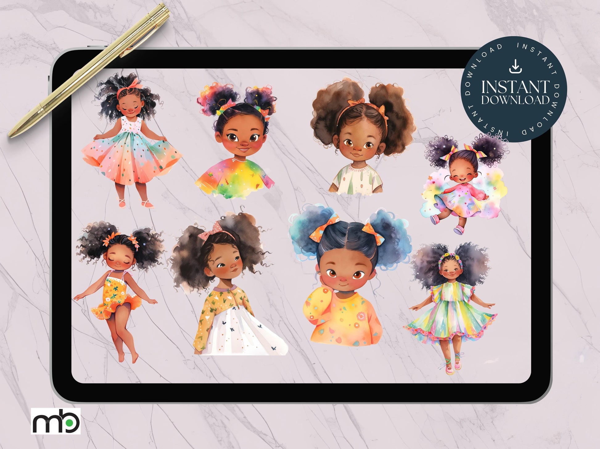 Black Girl Digital Stickers, Afro girls, colorful sticker, Scrapbooking, Planners, art, girl power, cute girl themed illustrations art pack