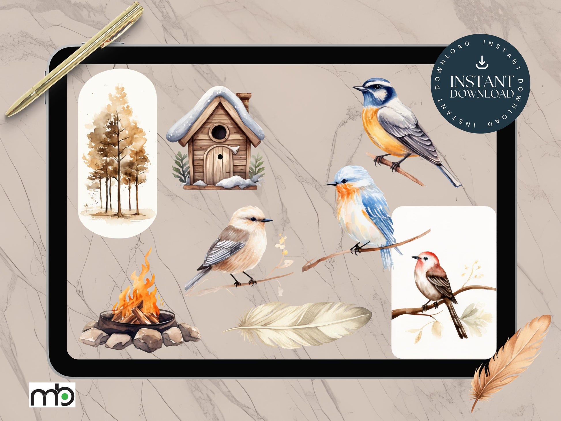 Bird Watcher Digital Stickers, Bird Themed Digital Stickers, Nature Stickers, Feather Stickers, Camping Stickers, Forest Stickers, Goodnotes