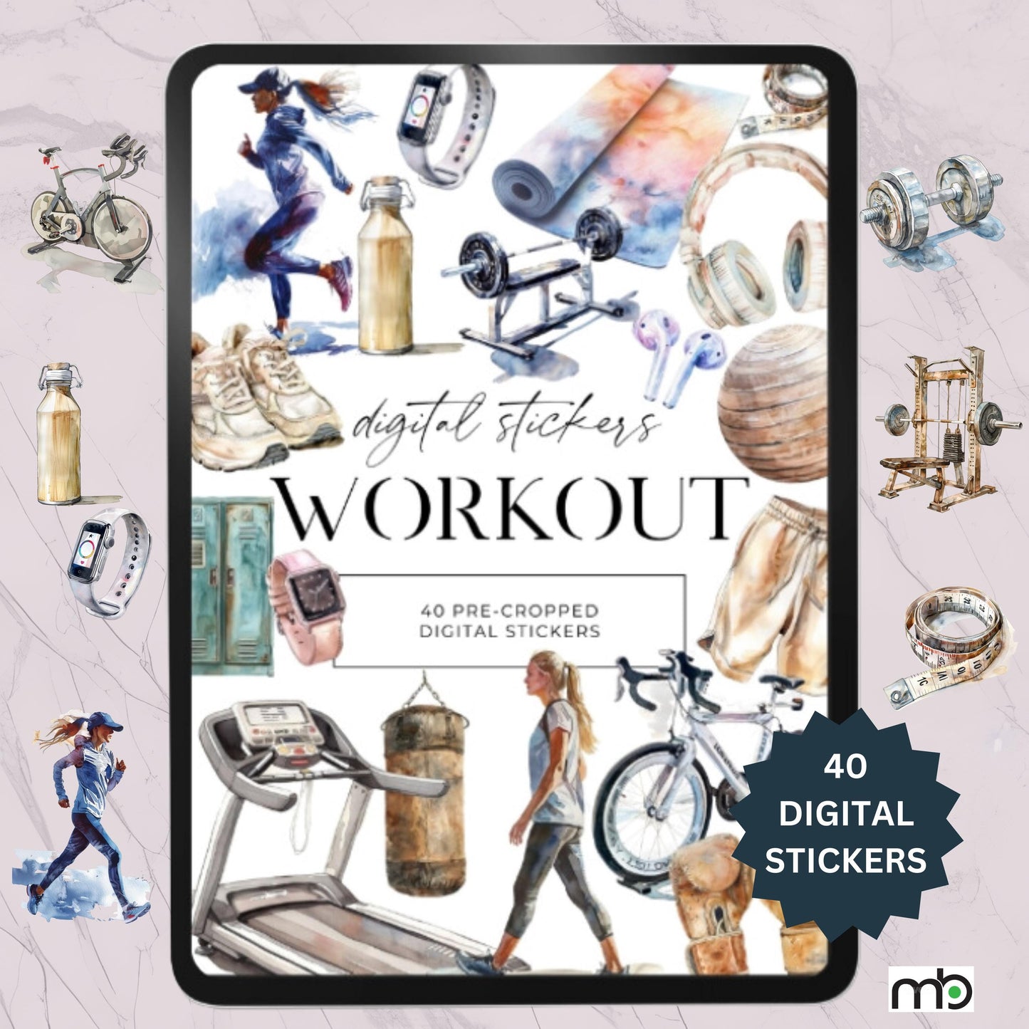 Workout Digital Stickers, Fitness Themed Digital Stickers, Gym Equipment Stickers, Workout Stickers, Get Fit themed stickers, Gym Stickers