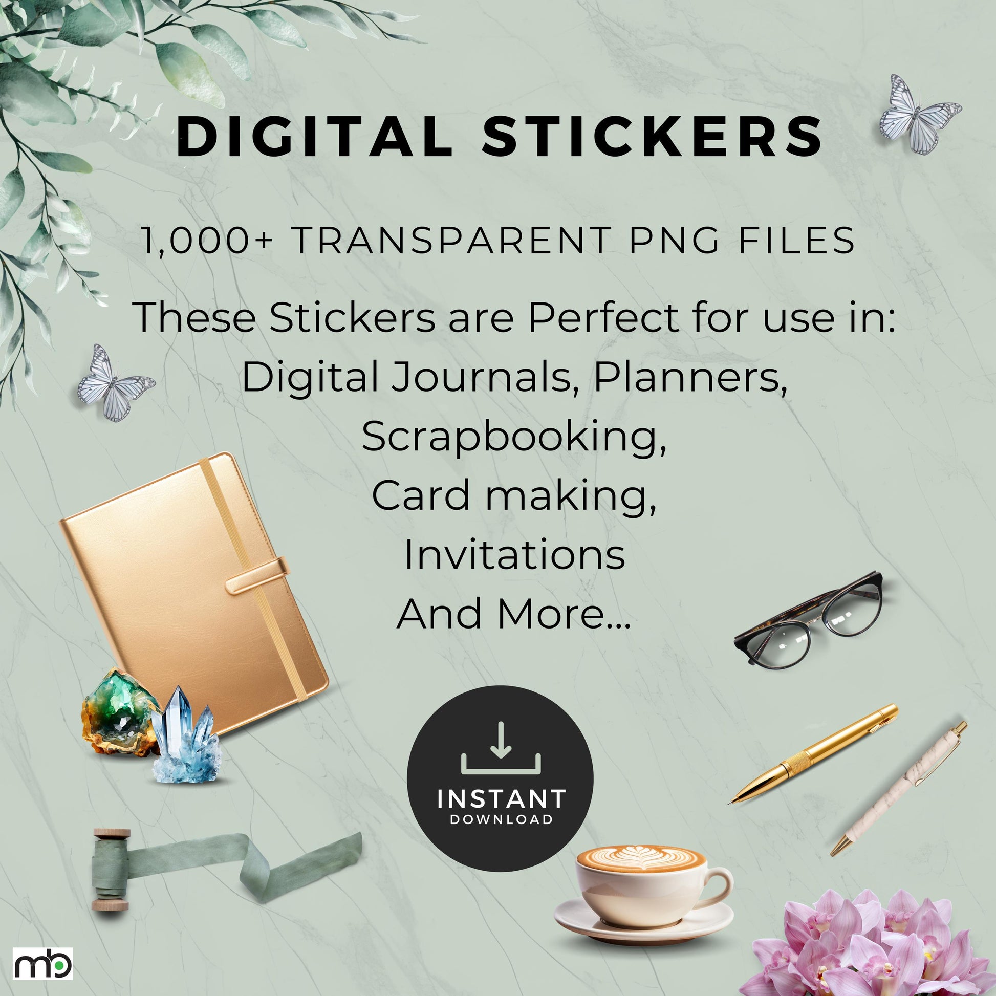 Digital Sticker Bundle, iPad tablet Stickers, Lifestyle, Project, Journal, Planner,Health, Beach, Spiritual, home decor, office, food, png