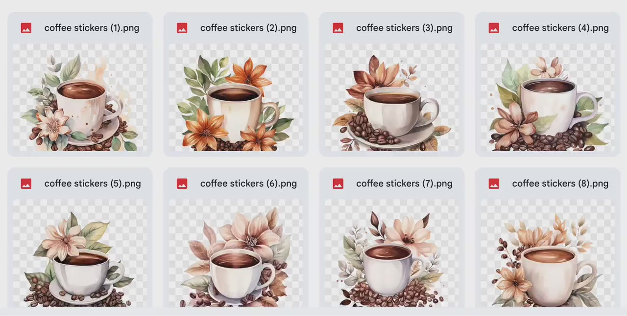 Caffeine Fueled Digital Stickers, Coffee Themed, Coffee Bean Sticker, Paper cup, Café Clipart, aroma, barista, latte, cappuccino, flat white