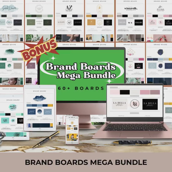 Branding Boards Mega Bundle, Logo Design, Brand Identity, Style, Graphic, Professional, Color palette, Mood Boards, Elements, Visual, Guide