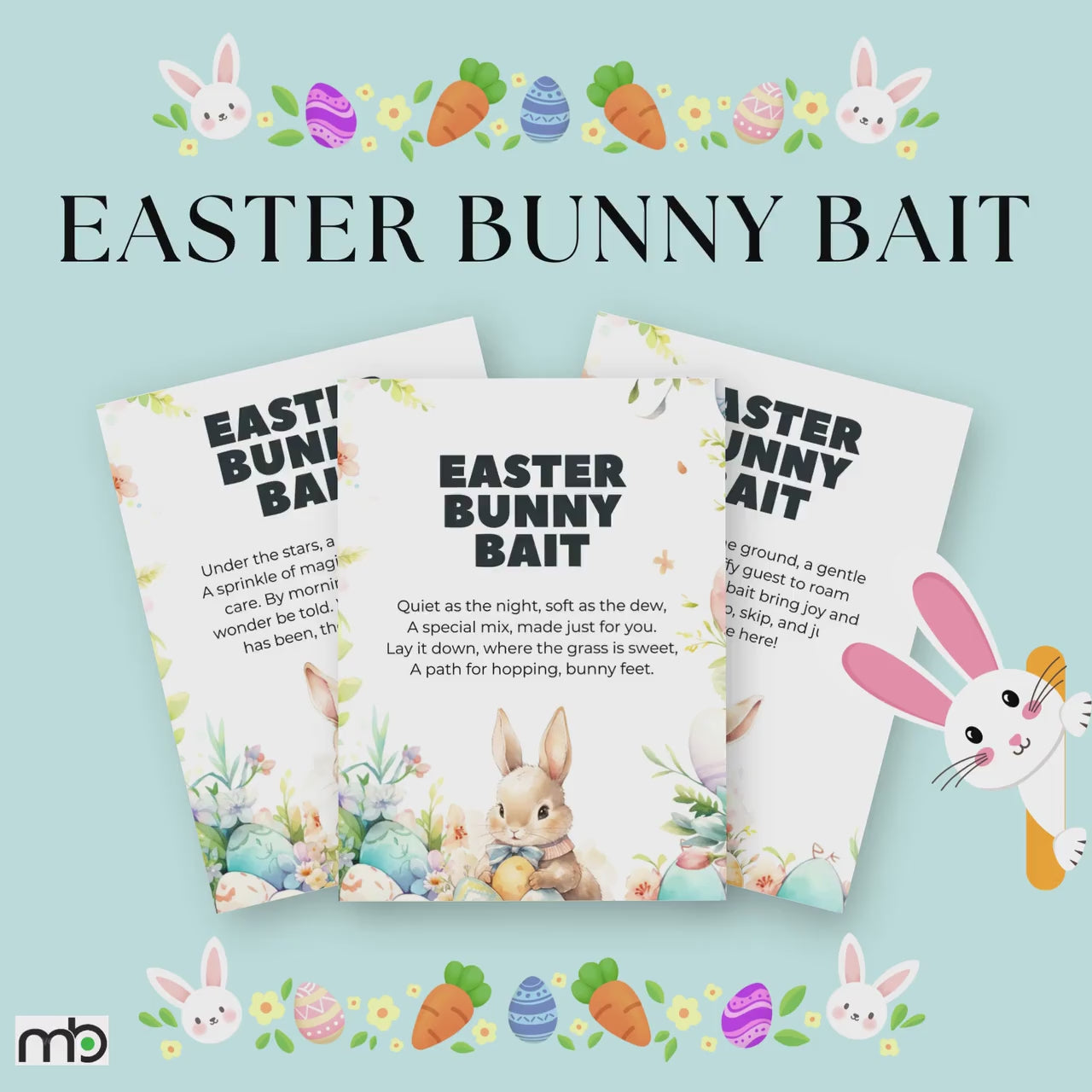 Easter Bunny Bait Printable Sheets, Easter Bunny Games, Easter rhymes, Kids Easter Activities, Easter Party Games, Easter Celebration, Bunny