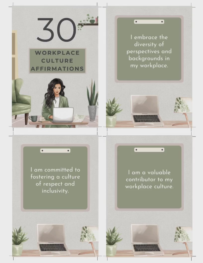 Workplace Culture Affirmations Entrepreneur Positive mindset cards Success Motivational Inspirational Work Environment Productivity Teamwork