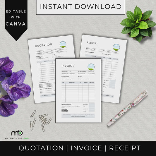 Editable business forms, Quotation invoice receipt, Small business paperwork,  Customizable documents, Brandable, Business templates, DIY