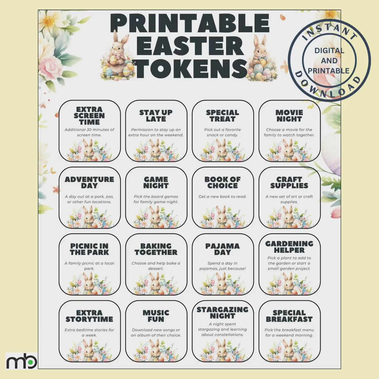 Printable Easter Tokens, Easter Games, Easter Fun, Easter Activities, Easter Eggs, Easter Rabbits,  Printable Games, Easter Family Games