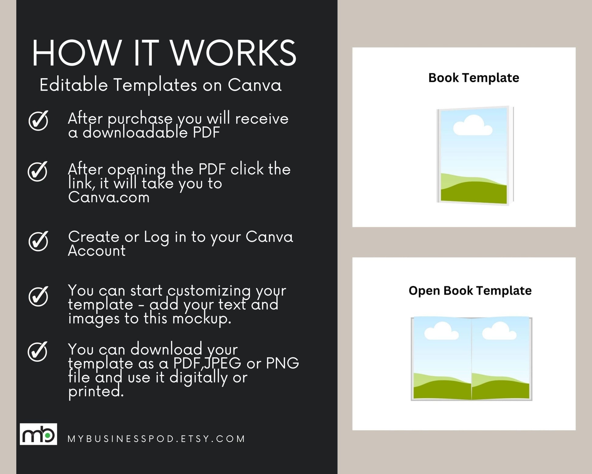 Book template, Open Book template, Canva book and open book template, Book Design, Course Cover template, Course template, Canva templates