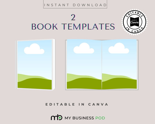 Book template, Open Book template, Canva book and open book template, Book Design, Course Cover template, Course template, Canva templates