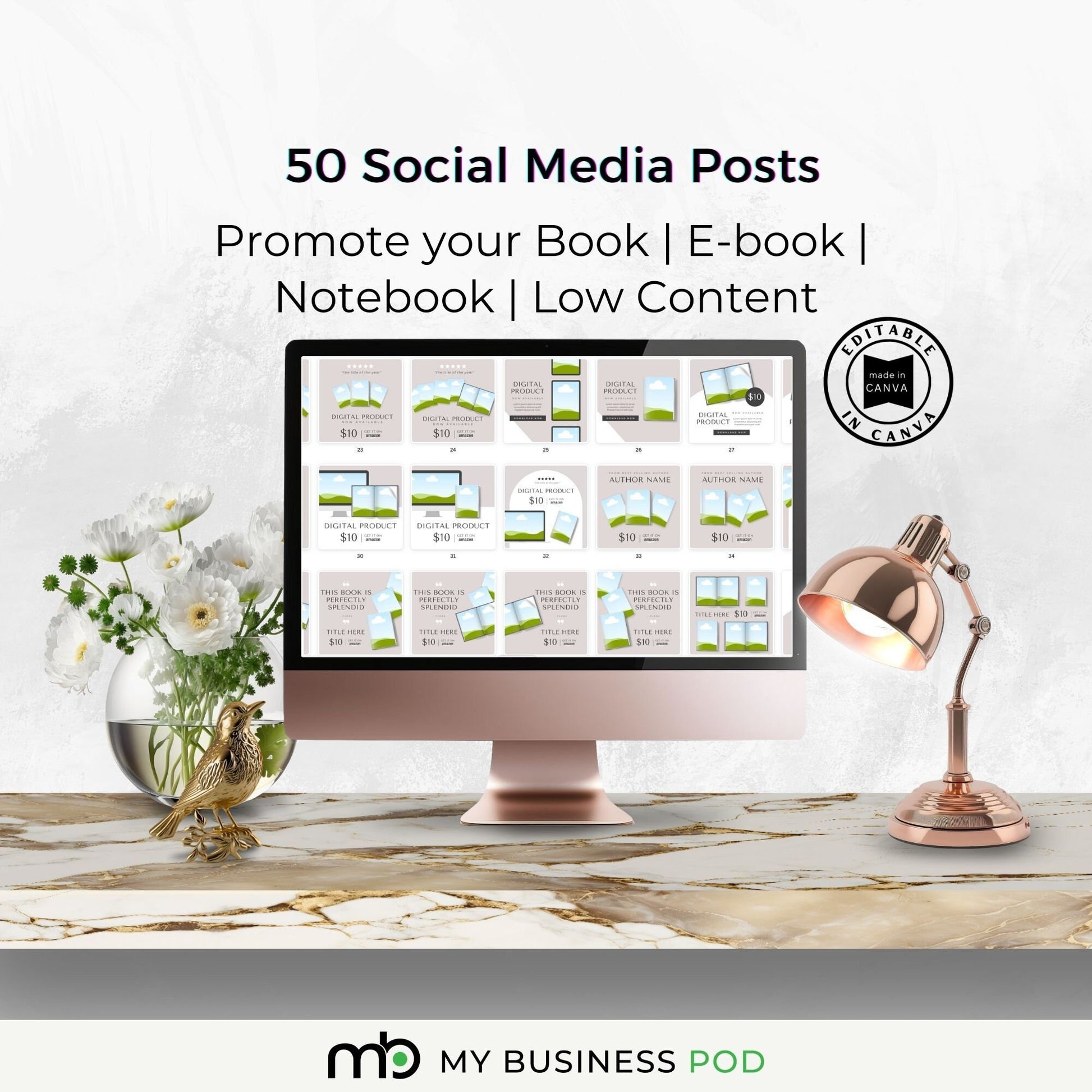 Book template, E-book template, Notebook template, Book Mockup, Lead Magnet, Canva templates. Learn Canva, Digital Products template, Amazon