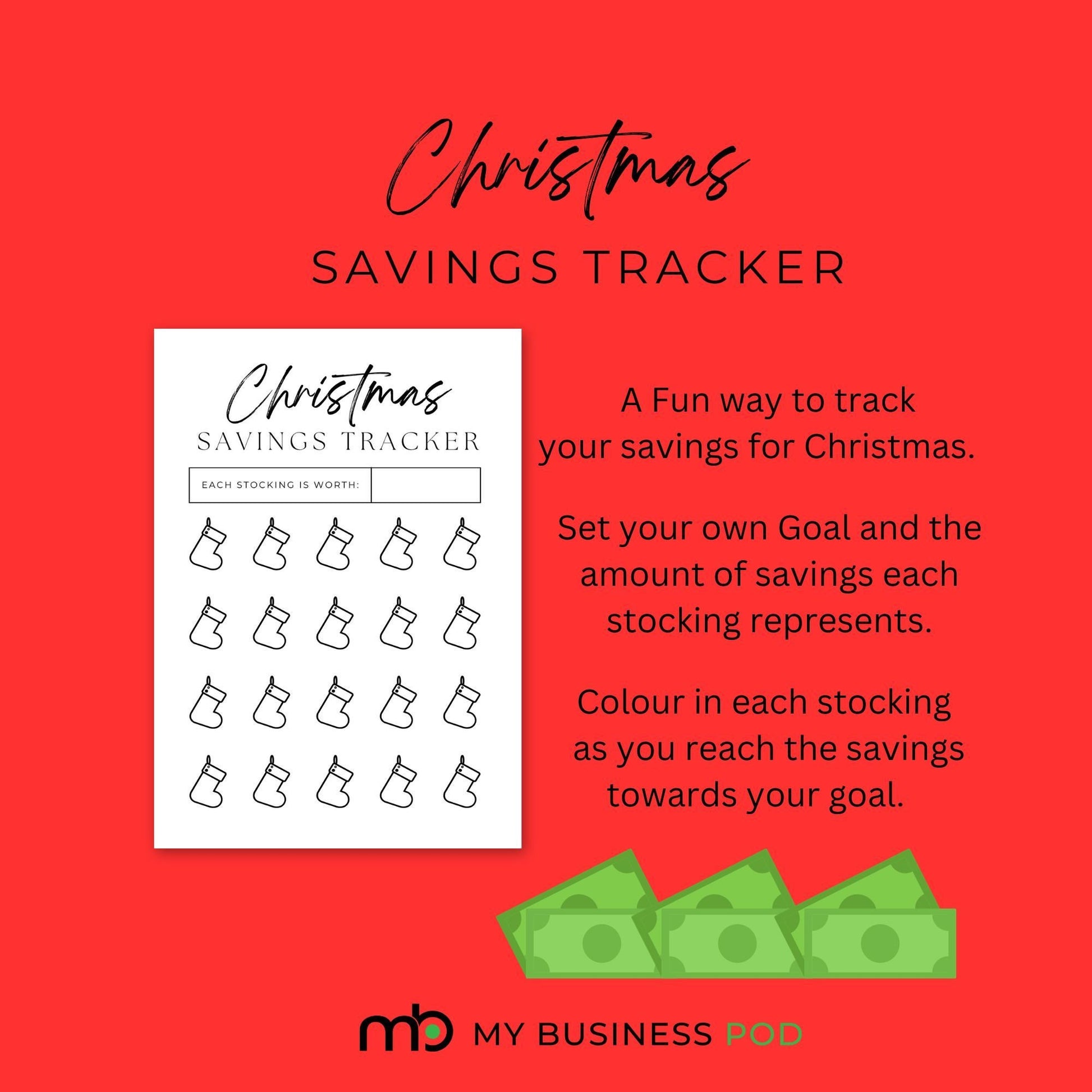 Savings Tracker, Christmas Savings Tracker, Xmas Savings, Christmas Savings Challenge, Save for Christmas, Christmas funds, Money, Crafts