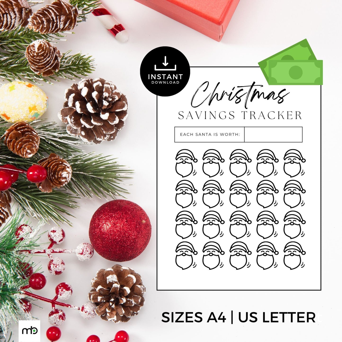 Savings Tracker, Christmas Savings Tracker, Xmas Savings, Christmas Savings Challenge, Save for Christmas, Christmas funds, Money, Crafts