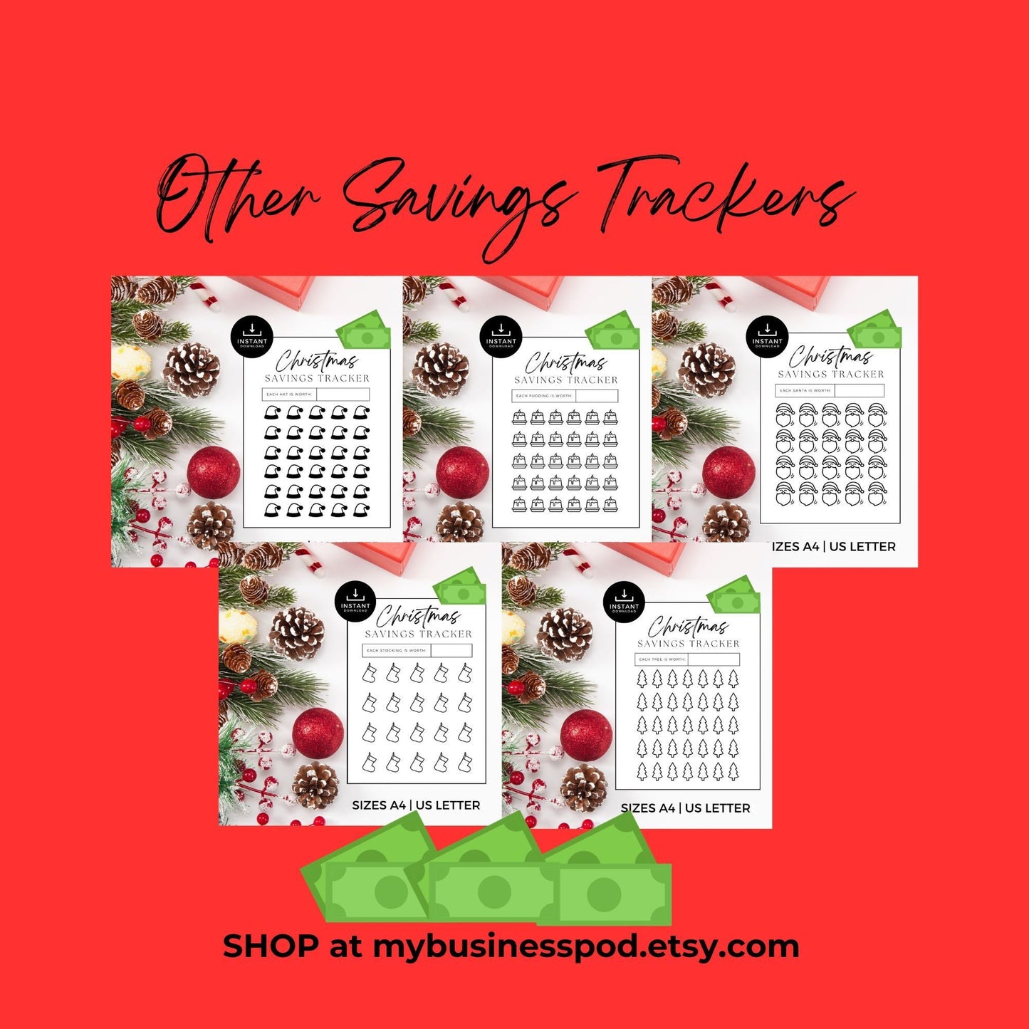 Savings Tracker, Christmas Savings Tracker, Xmas Savings, Christmas Savings Challenge, Save for Christmas, Christmas funds, Money, Crafts