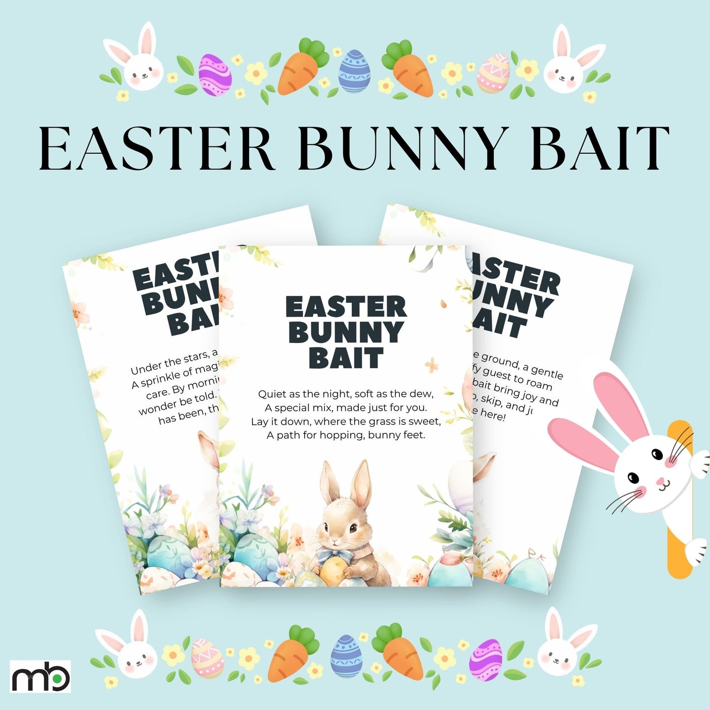 Easter Bunny Bait Printable Sheets, Easter Bunny Games, Easter rhymes, Kids Easter Activities, Easter Party Games, Easter Celebration, Bunny